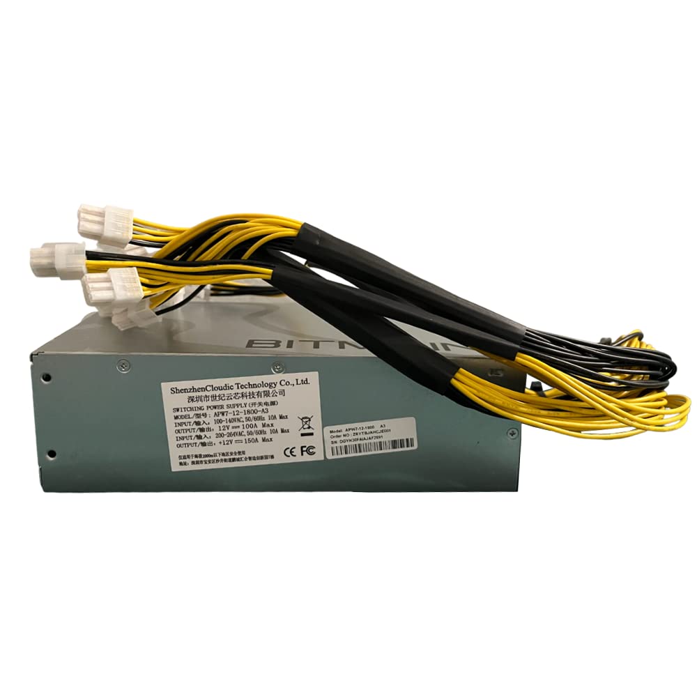 Bitmain GENUINE Antminer Power Supply APW7 PSU 1800w 110v 220v New Model for S9 or L3+ or Z9 Mini or D3 ASICs w/ 10 Connectors