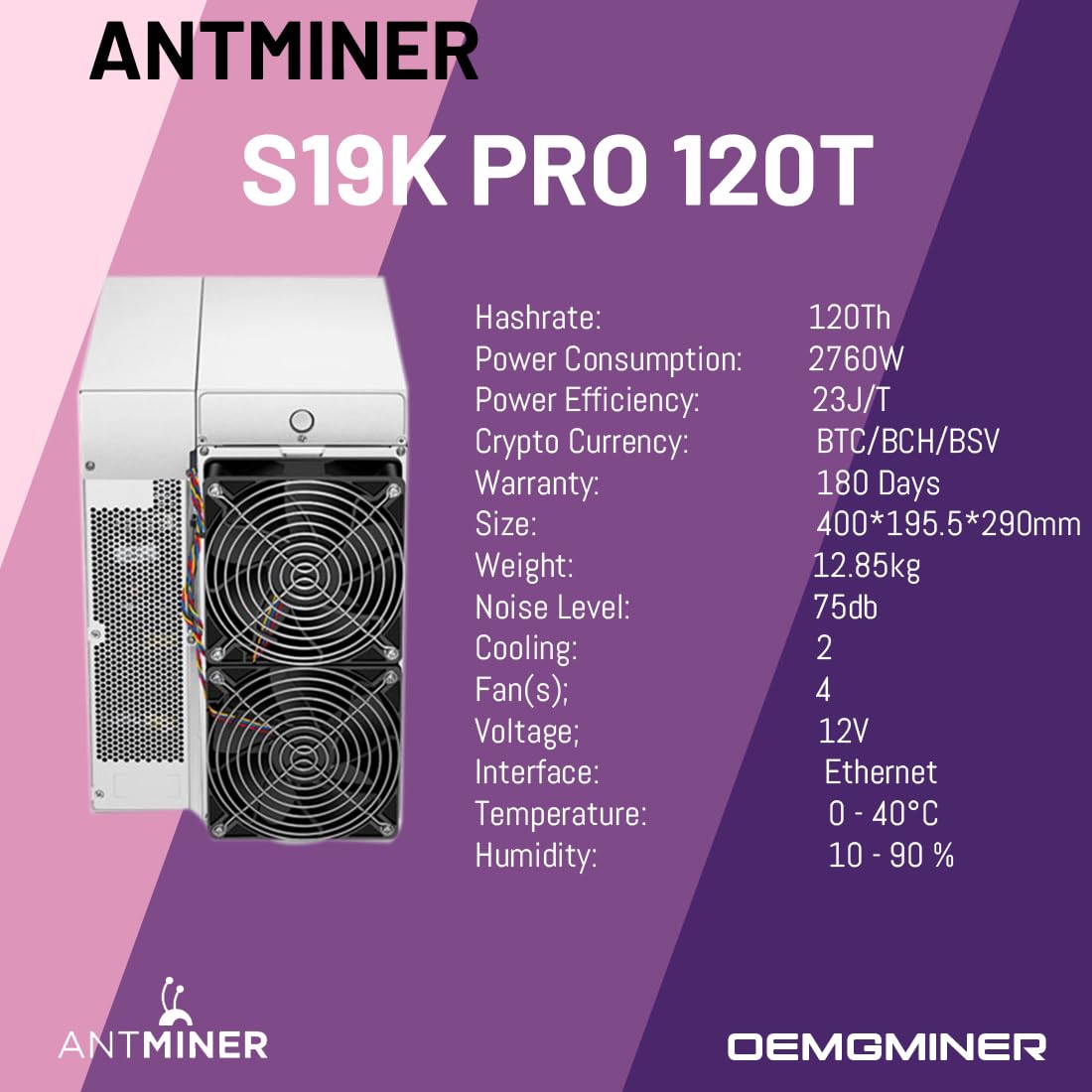 OEMGMINER Antminer S19k Pro 120T 2760W ASIC Bitcoin Miner - Reviews