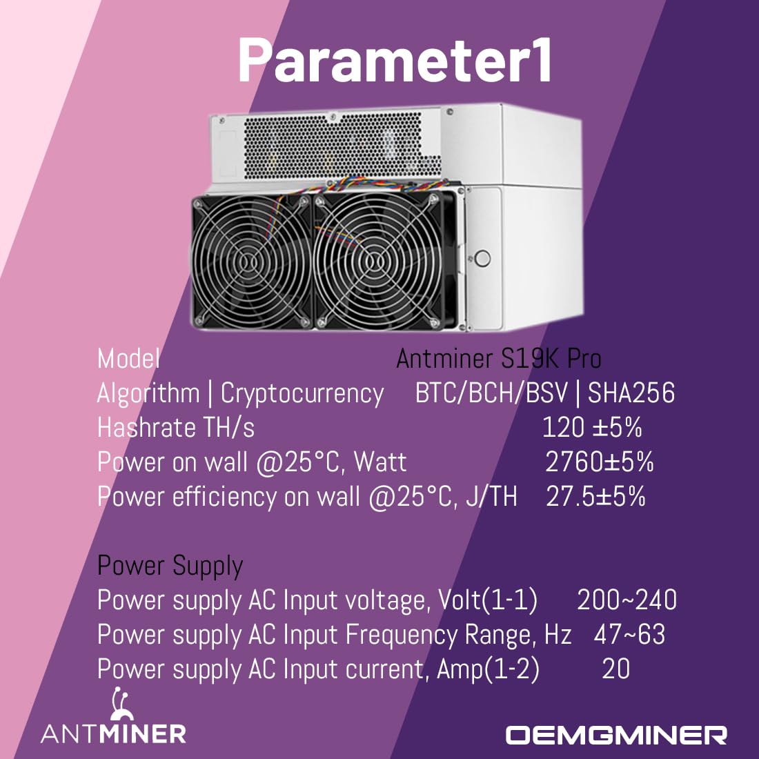 OEMGMINER Antminer S19k Pro 120T 2760W ASIC Bitcoin Miner - Reviews