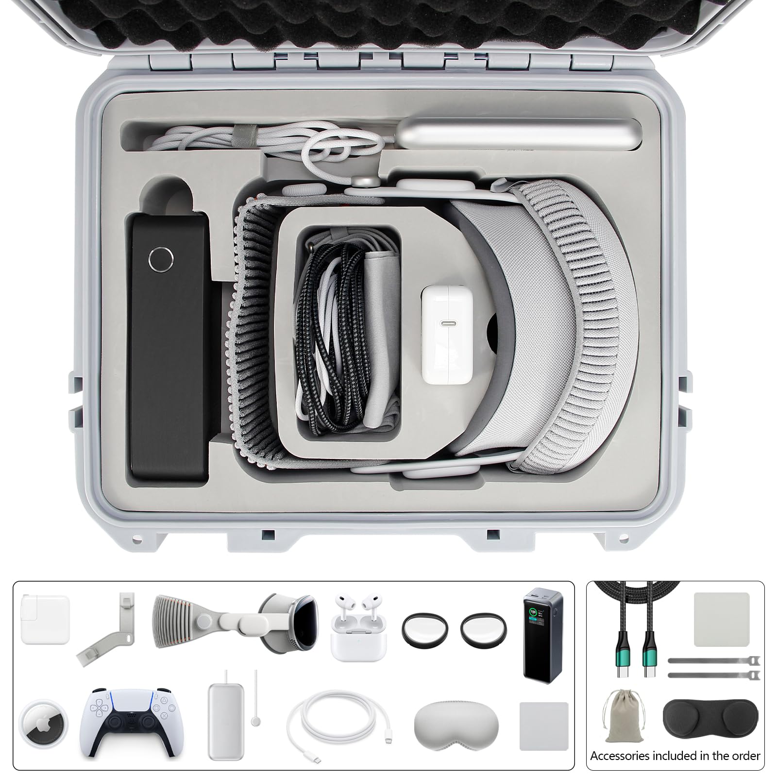 AMAZEAR Hard Case for Apple Vision Pro,Perfect for Storing Vision Pro and Battery at Home or While Traveling, Large Capacity Apple VR Waterproof Hard Case, Premium Apple Vision Pro Accessories - Loot Bandit
