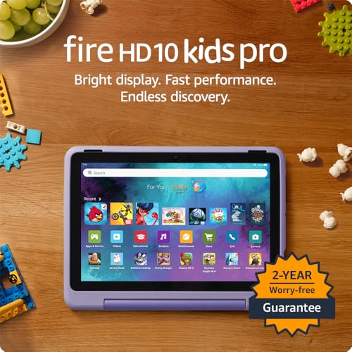 Amazon Fire HD 10 Kids Pro tablet, ages 6 - 12. Bright 10.1" HD screen, includes ad - free content, robust parental controls, 13 - hr battery and slim case for older kids, 32 GB, Happy Day - Loot Bandit