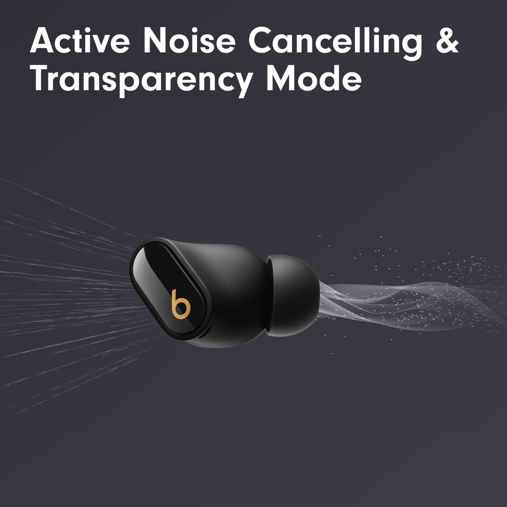 Beats Studio Buds + | True Wireless Noise Cancelling Earbuds, Enhanced Apple & Android Compatibility, Built - in Microphone, Sweat Resistant Bluetooth Headphones, Spatial Audio - Black/Gold - Loot Bandit