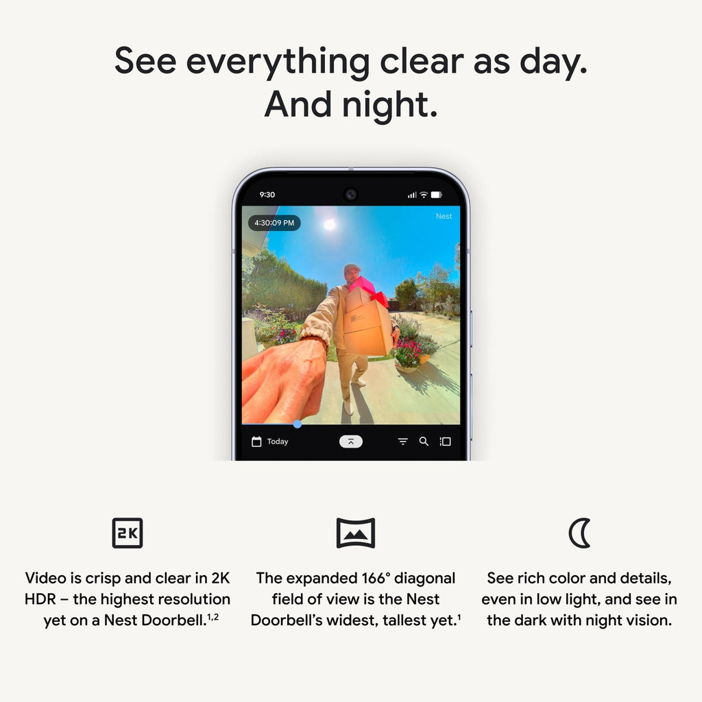 Google Nest Doorbell (Wired, 3rd Gen) - 2K Video and Gemini, Live View, Night Vision, 2 - Way Audio - Works with Google Home - 2025 Model - Hazel - Loot Bandit