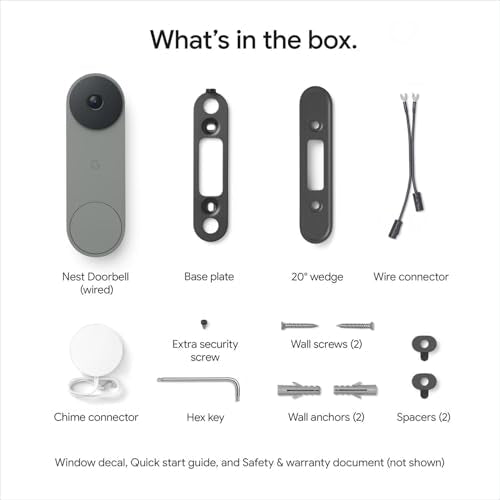 Google Nest Doorbell (Wired, 3rd Gen) - 2K Video and Gemini, Live View, Night Vision, 2 - Way Audio - Works with Google Home - 2025 Model - Hazel - Loot Bandit