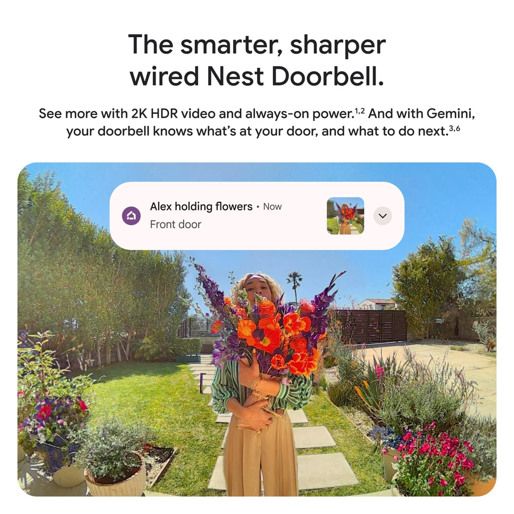 Google Nest Doorbell (Wired, 3rd Gen) - 2K Video and Gemini, Live View, Night Vision, 2 - Way Audio - Works with Google Home - 2025 Model - Hazel - Loot Bandit