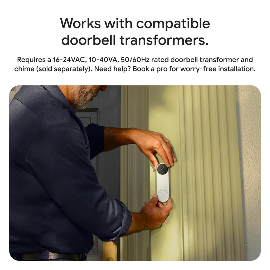 Google Nest Doorbell (Wired, 3rd Gen) - 2K Video and Gemini, Live View, Night Vision, 2 - Way Audio - Works with Google Home - 2025 Model - Hazel - Loot Bandit