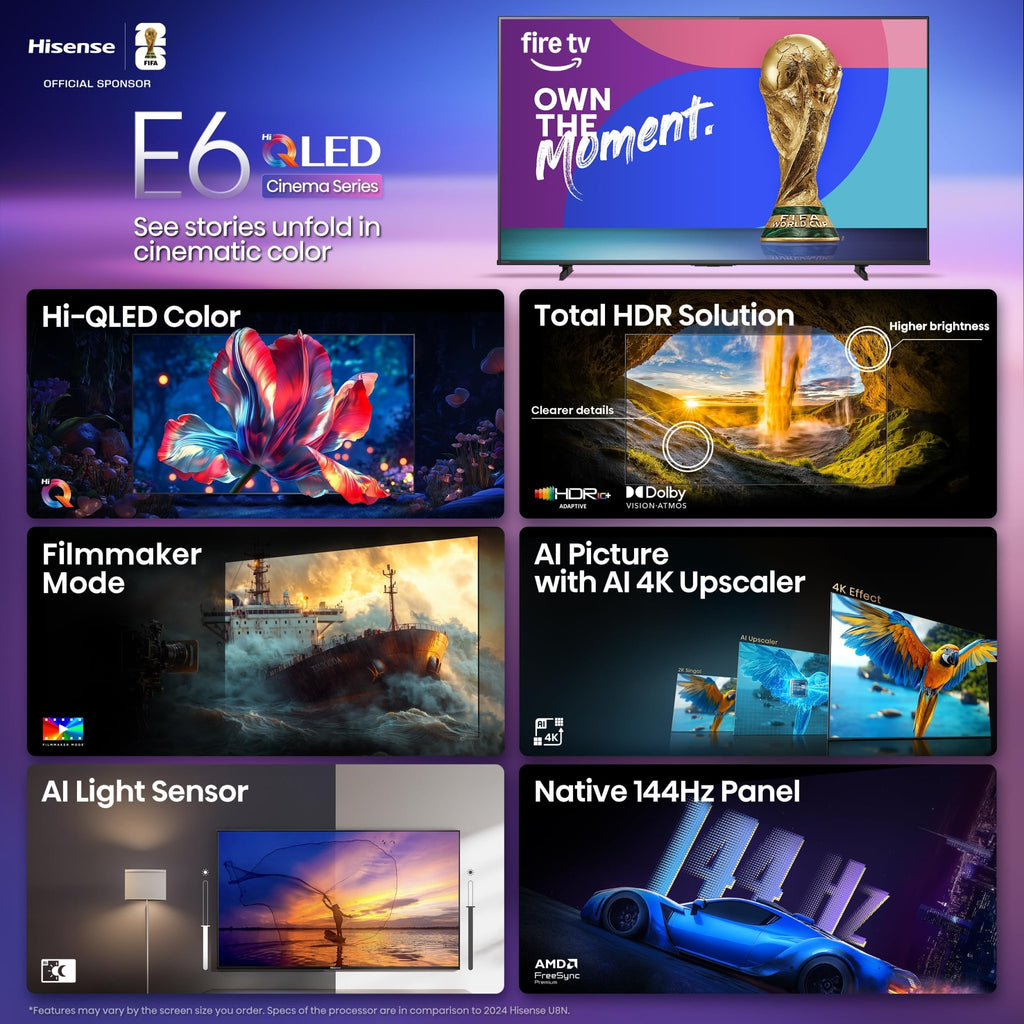 Hisense 100" Class E6 Series QLED 4K UHD Smart Fire TV (100E6QF, 2025 Model) - QLED, Native 144Hz, Dolby Vision IQ · Atmos, Motion Rate 240, HDR 10+, Game Mode Pro, Voice Remote with Alexa - Loot Bandit