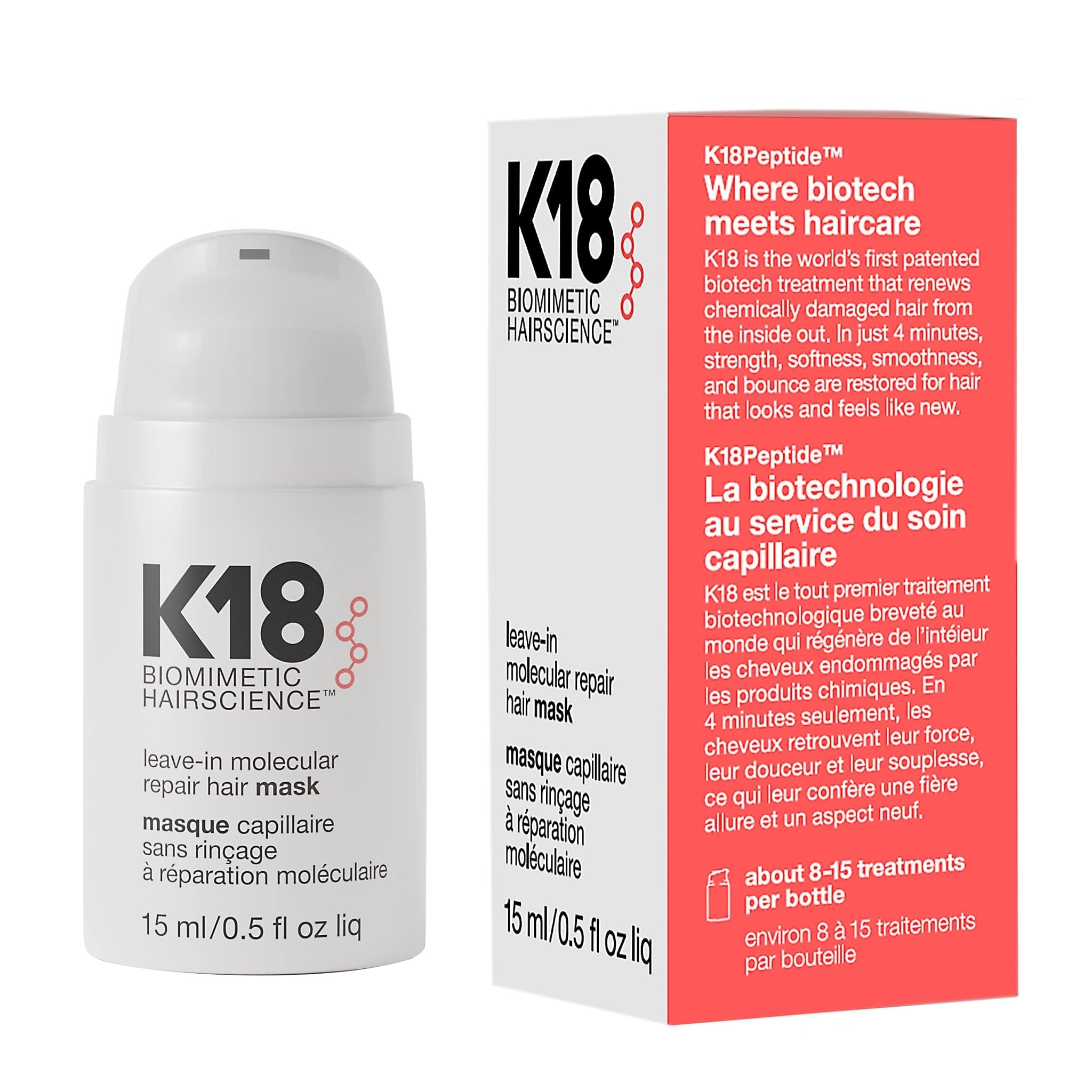 K18 Mini Leave - In Molecular Hair Mask, Repairs Dry or Damaged Hair, Reverse Hair Damage from Bleach, Color, Chemical Services & Heat - Loot Bandit