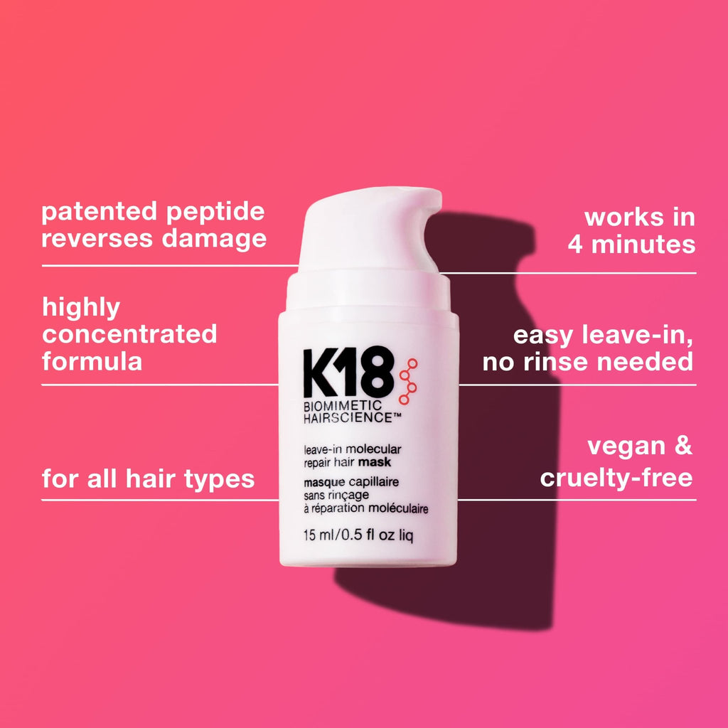 K18 Mini Leave - In Molecular Hair Mask, Repairs Dry or Damaged Hair, Reverse Hair Damage from Bleach, Color, Chemical Services & Heat - Loot Bandit