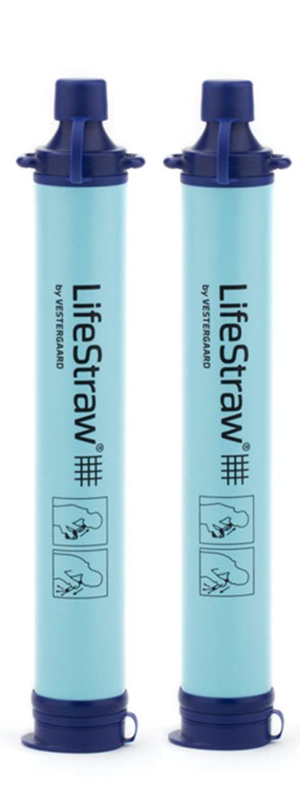 LifeStraw Personal Water Filter for Hiking, Camping, Travel, and Emergency Preparedness, 2 Pack, Blue - Loot Bandit