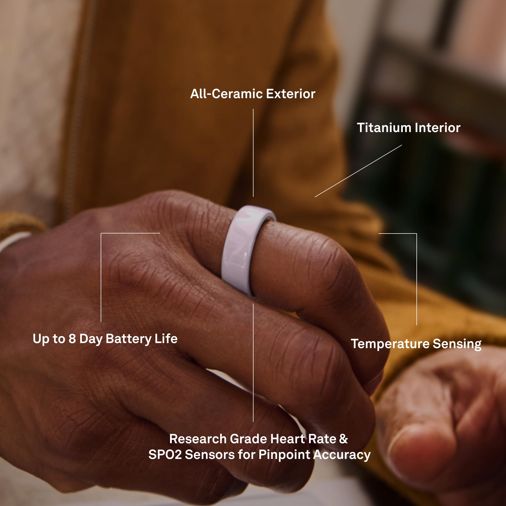 Oura Ring 4 Ceramic - Cloud - Size 8 - Size Before You Buy - Loot Bandit